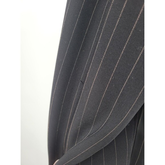 Tahari Pinstripe Double Breasted Black Blazer Jacket 10 Charcoal - Picture 8 of 13